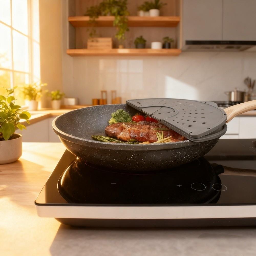 Food Grade Splatter Cover Foldable Silicone Splatter Shield Oil Splatter Guard Cutlet Cooking