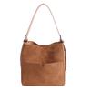 Suede Shoulder Bag with Front Pocket Large Capacity Fashion Everyday Bag