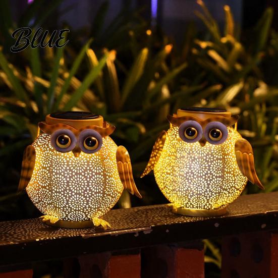 Owl Pattern Solar Light Light Design Garden Decor Outdoor Waterproof Metal Hanging Energy Saving Lantern for Outside Patio Yard Lawn Porch Lighting