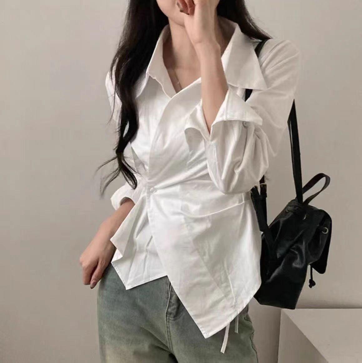 

Spring Autumn Casual Striped Shirt Women Shirts Fashion Female Long Sleeve Slim Blouse Tops Office Lady Shirts S белый