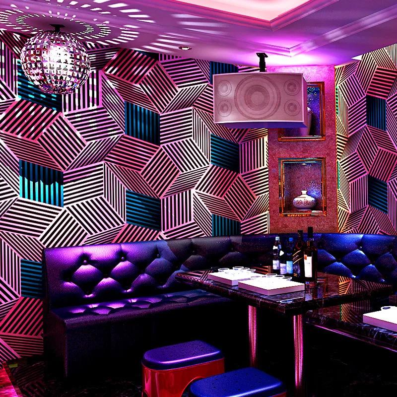 KTV Wallpaper Karaoke Hall Flash Wall Cloth 3D Reflective Plaid Geometric Pattern Graphic Theme Box Background Wall Wallpaper