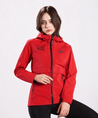 Hummer Women'S 3-Layer Hooded Weather Jacket Red