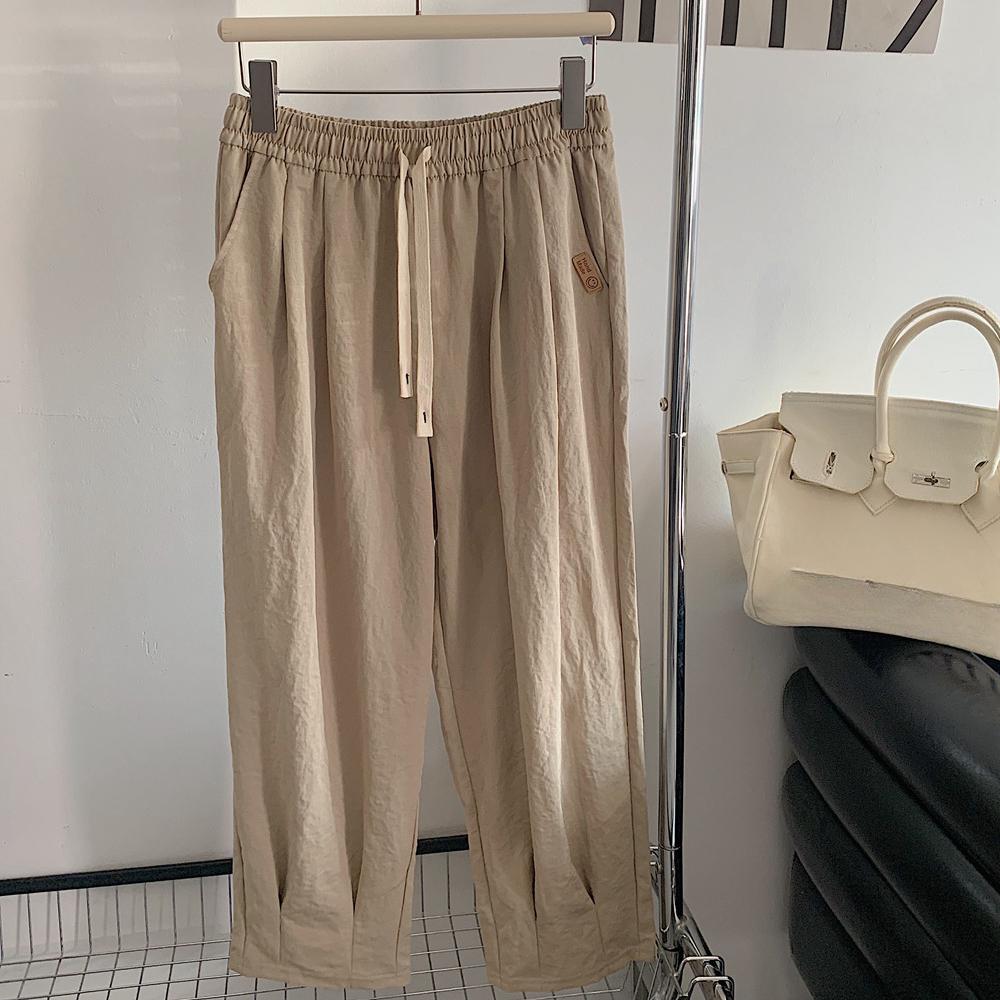 

Женские брюки, повседневные брюки в ленивом стиле, большие брюки, можно свернуть, свободные тонкие простые брюки XL пшеничный