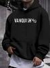 Casual Fleece Hoodie with VANQUISH Graphic Print - Heather Gray Relaxed Fit Warm Winter Sweatshirt