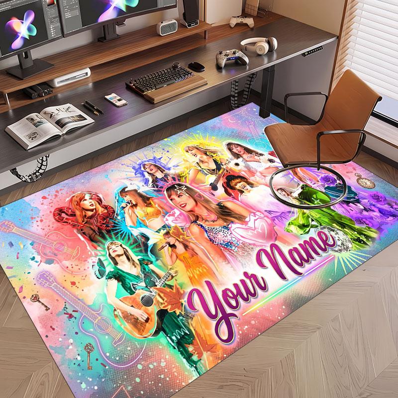 Custom Name Crystal Velvet Rug,Taylor Swift Comfortable Anti Slip Floor Mat For Room Decoration