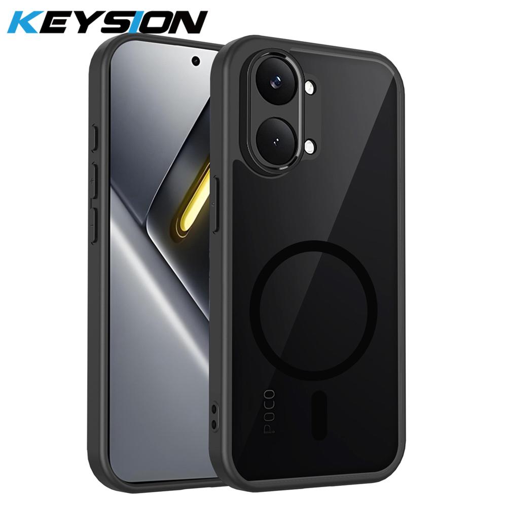 

KEYSION Магнитный чехол для телефона для Xiaomi POCO X8 Pro Max Силикон+ПК Матовый полупрозрачный Ударопрочный чехол для POCO X8 Pro Max for POCO X8 Pro Max чёрный