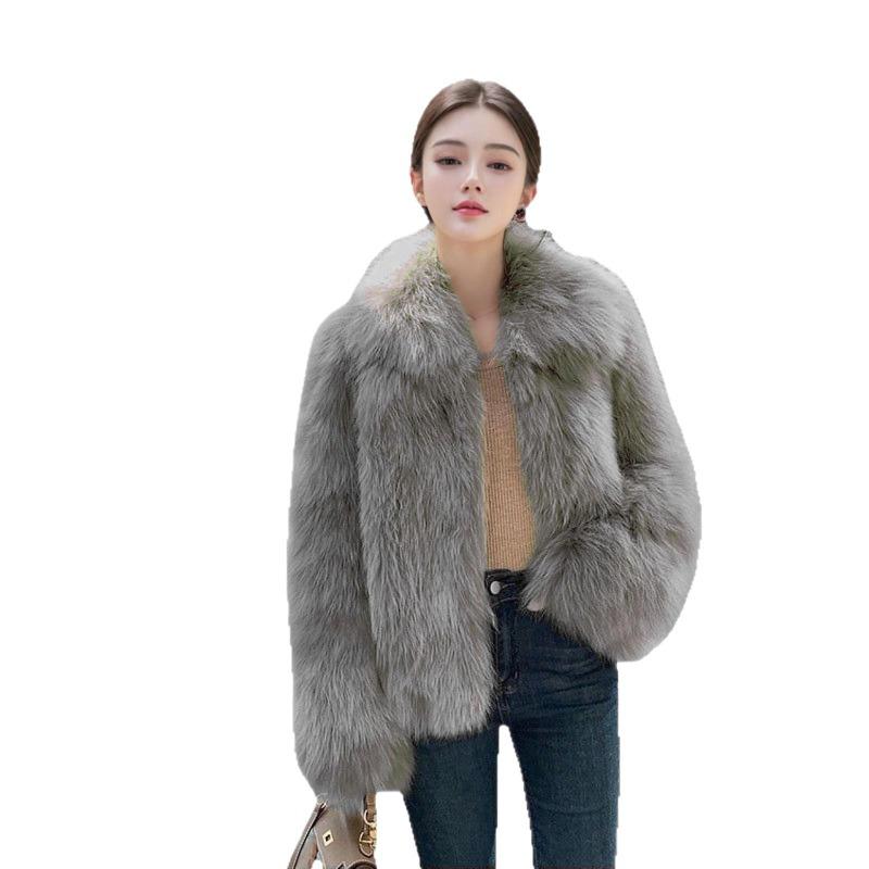 Winter New Imitation Fox Fur Coat Women's Thousand Gold Wind Coat Padded Cotton Artificial Fur Imitation Mink Top