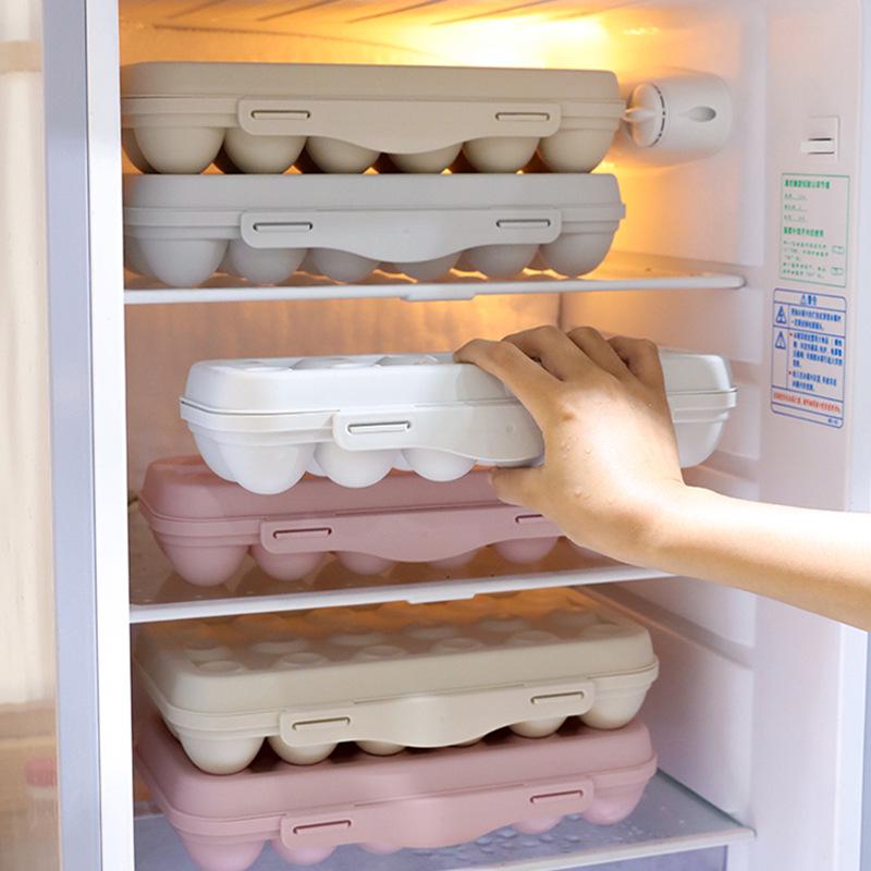 Snap-Lock Stackable Egg Storage Box with Divider for Kitchen Refrigerator