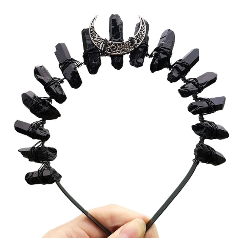 Quartz Crystal Crown Handmade for Head Hoop Luxury for Head Accessory Gothic Baroque Vintage Headwear for Parties Festiv