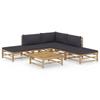 Day and Night - Day and Night 6-piece Bamboo Garden Furniture Set with Dark Gray Cushions