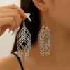 Long Silver Hollow Leaf Earrings Women's Metal Personalized Fashion Earrings Exaggerated High-end Earrings