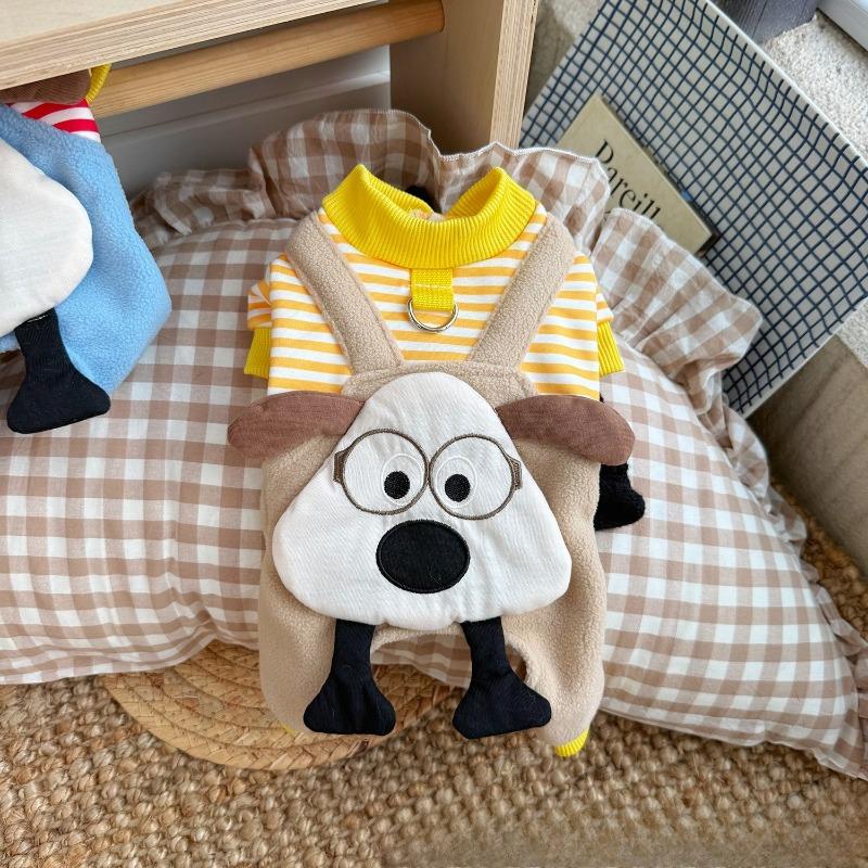 Winter and Autumn Dog Four-legged Clothes, Pet Cat Clothes, Small Medium-sized Puppies' Thick and Warm Sleeping Clothes