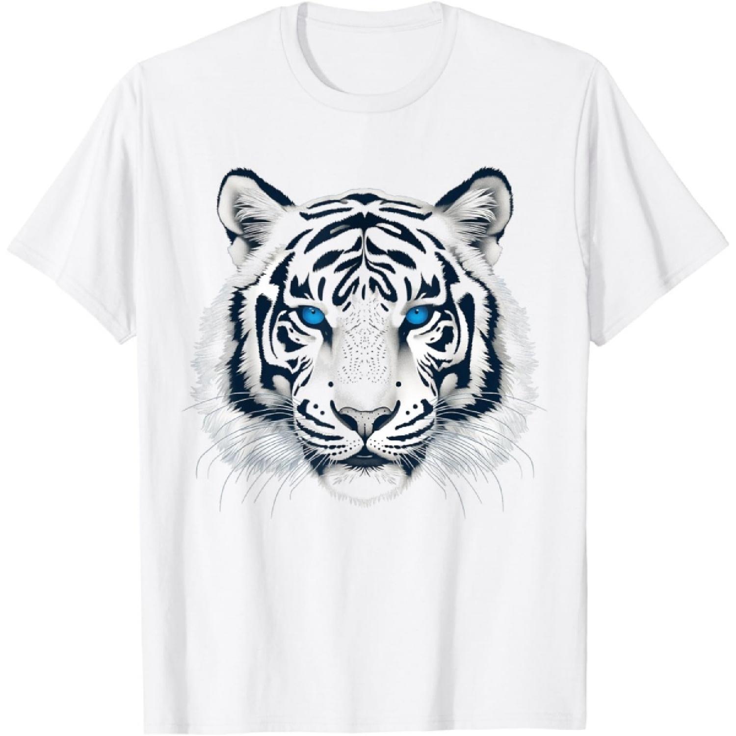 White Tiger Blue Eyes Wild Cat Animal T-Shirt S