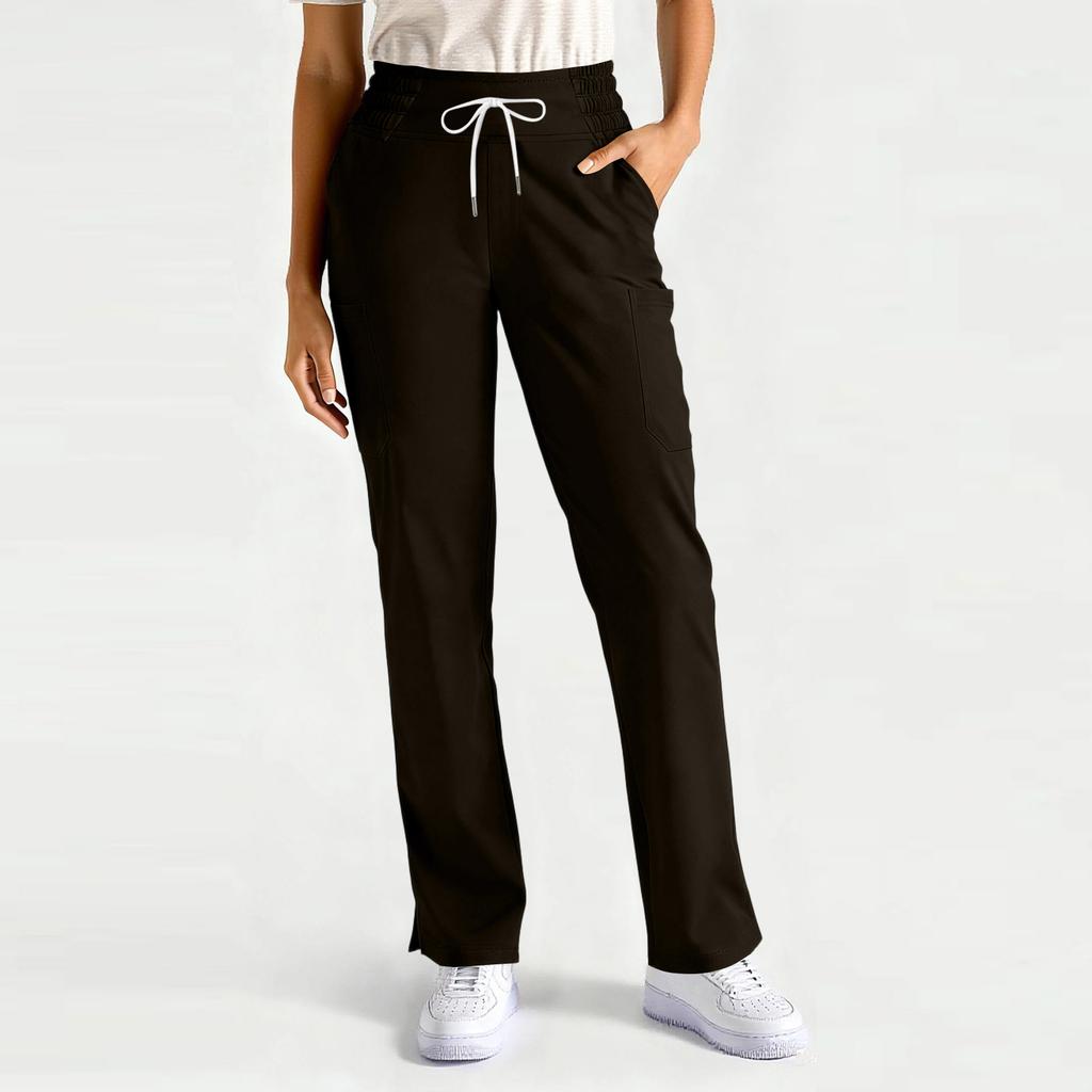Women's Casual Lightweight  Color Work Pants/caregiver Pants With Side Pockets