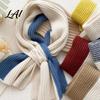 Stylish Retro Neck Scarf for Dates Knitted Warmer Women Winter Cold Weather Windproof Gaiter Autumn Fashion Accessory Contrast Color Shawl