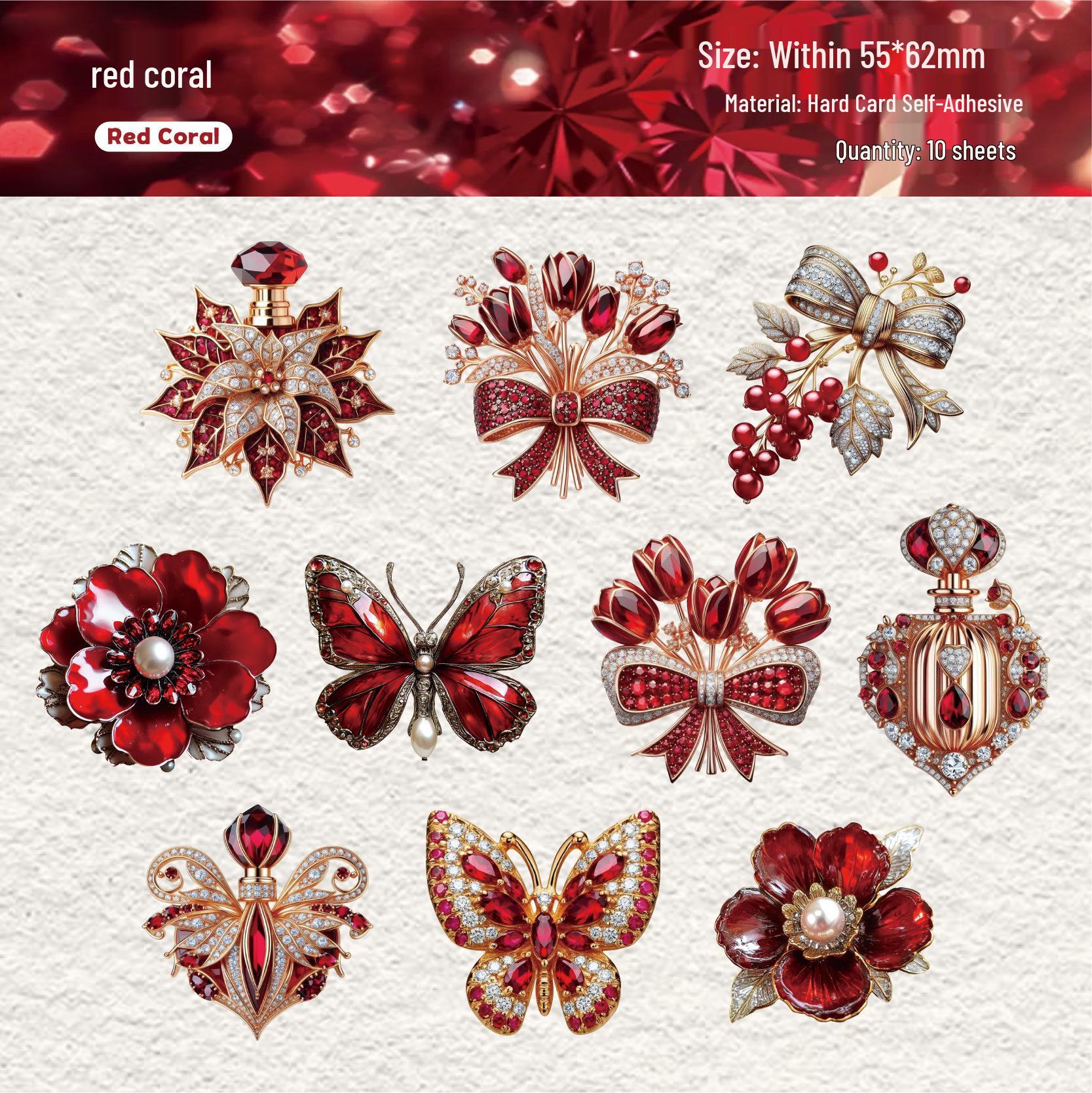 Retro Crystal Ornament Sticker Set - 10 High-End DIY Decorative Sheets