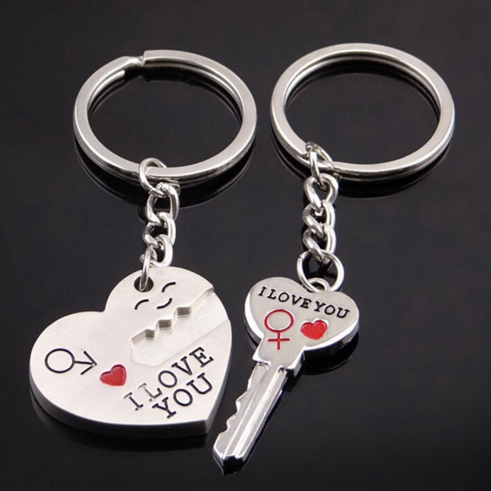 Love Heart Key Chains Lock Rings Bag Jewelry Wedding Trinket Valentine Day Gift