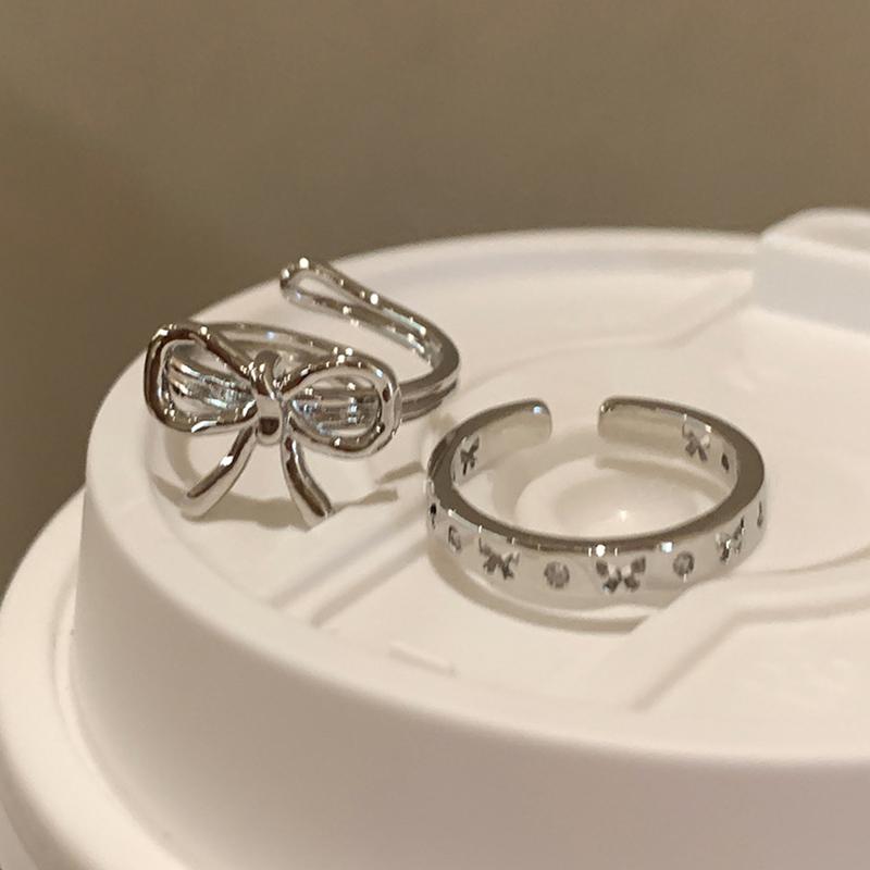 Irregular Line Bowknot Butterfly Aesthetics Ring Goth Vintage Harajuku  Kpop Opening Ring Y2K Jewelry Accessories