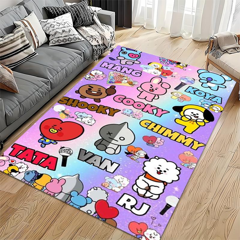 "Colorful Cartoon Character Carpet with Fun BT21 Designs for Kids" Suitable for Use As an Anti-slip for Living Room Bedroom Sofas