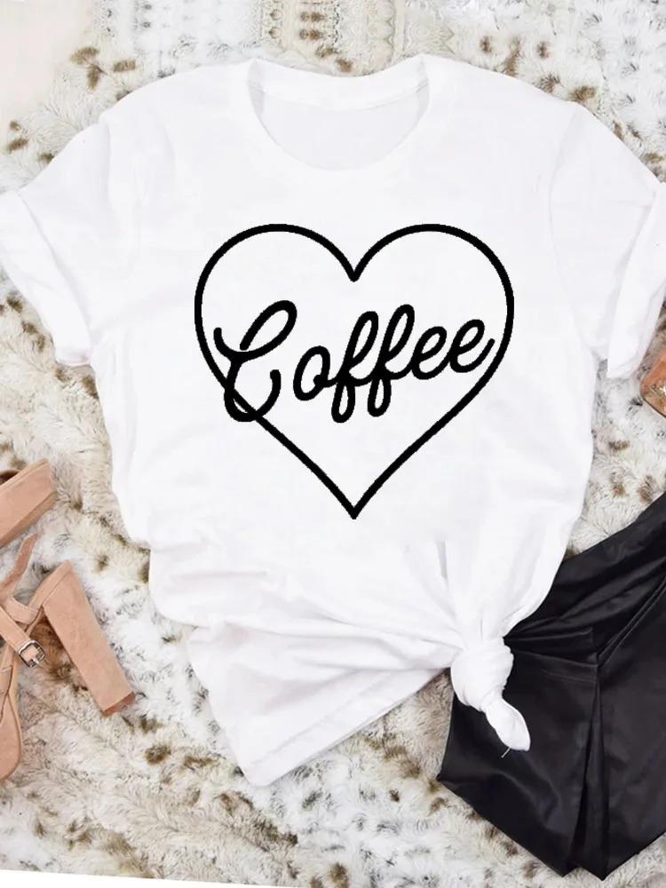 AM Coffee PM Red Wine TShirt Casual Short Sleeve Y2k Tops Womens Clothing Simple Design Fashion Harajuku White Graphic Tees