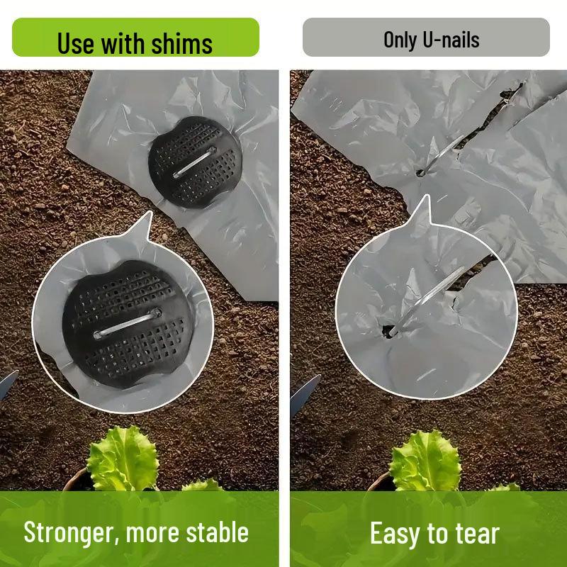 Galvanized U-Shaped Ground Nail with 15cm Plastic Washer - Windproof Lawn, Tent, and Weed Barrier Fixing Nail