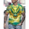Fashion Men's Crew Neck Short Sleeve 3D Animal Color Printing Animal Short Sleeve Crew Neck T-Shirt