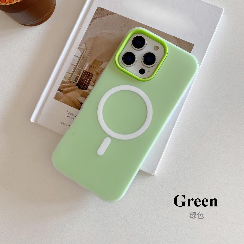 

Роскошный матовый чехол Candy для Magsafe для iPhone 17 Air 16 15 14 13 12 Pro Max 11 16Plus 16E 17Pro Магнитный прозрачный чехол 2 в 1 iPhone 14 Pro Max зелёный