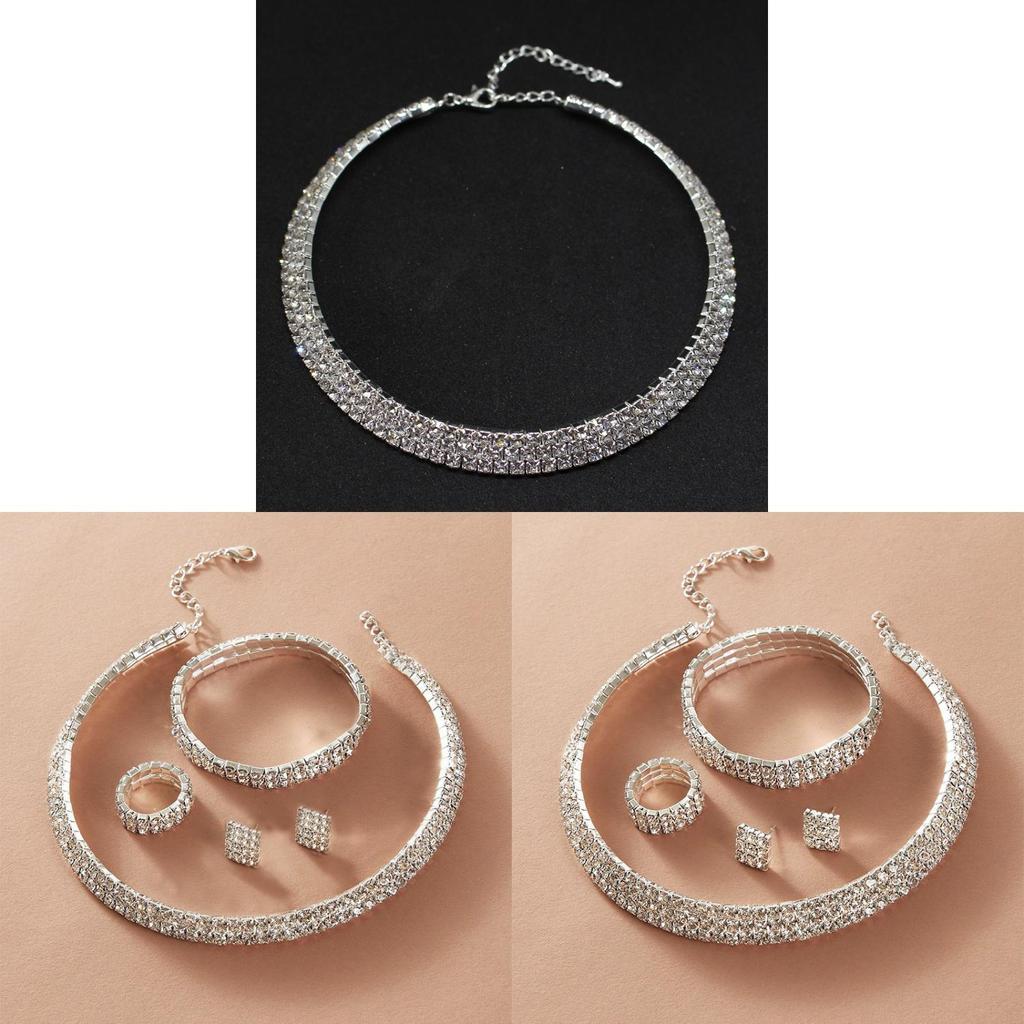 Geometric Silver Jewelry Set With Cubic Zirconia For Fashion Women