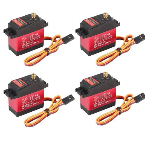 Set of 4 DS3218 Waterproof 20KG Digital Servo, Full Metal Digital Steering Servo with 25T Servo Arm for RC (180)
