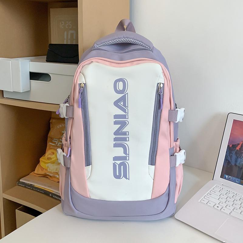 Girls with High Value Color-blocking Backpacks for Middle School Students Junior High School Students Primary School Students Backpacks