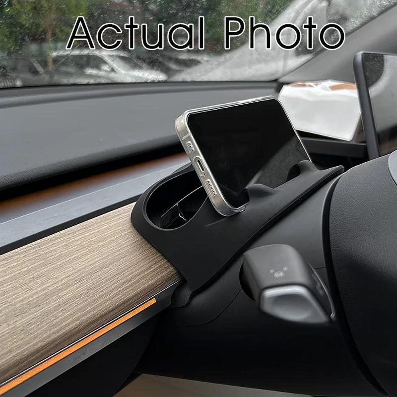 For Tesla Model 3/Y Car Steering Wheel Rear Mobile Phone Stand Car Navigation Stand Silicone Glasses Tray Sunglasses Stand