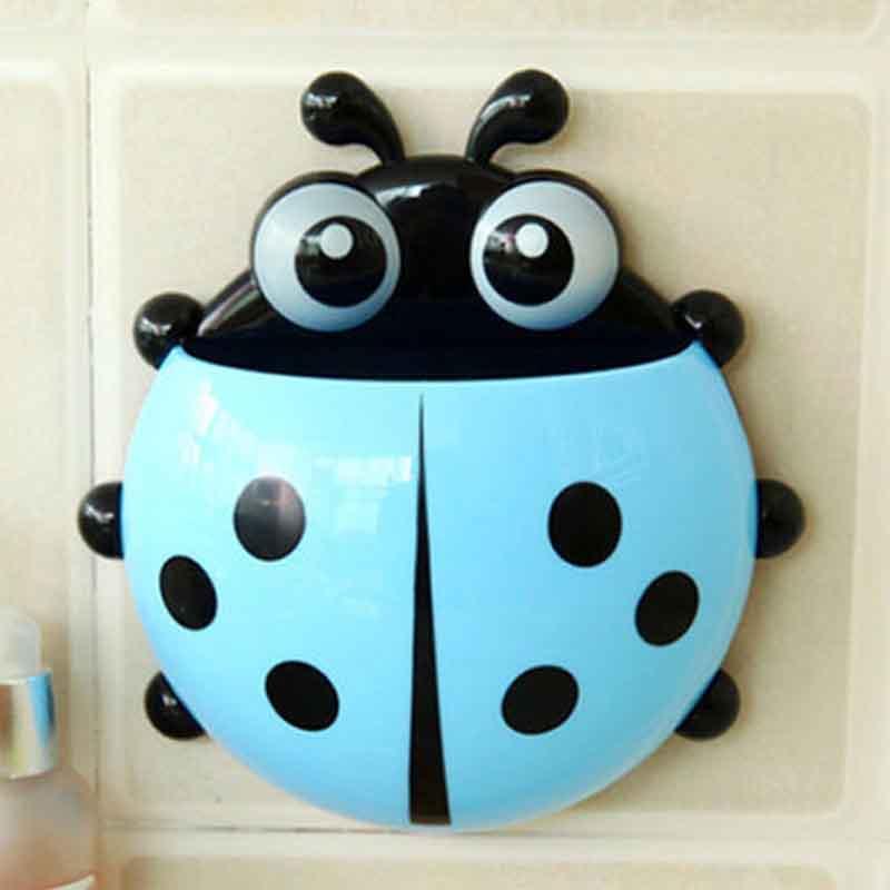 Lovely Cartoon Ladybug Toothbrush Holder  Bathroom Wall Ladybug Suction Sucker