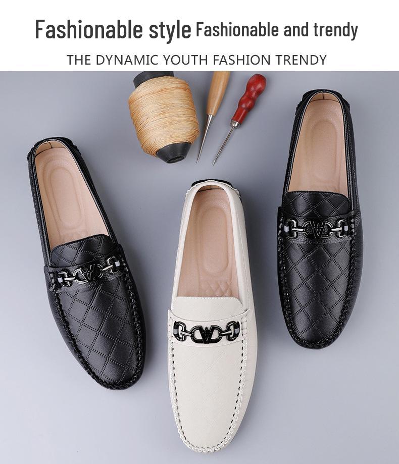 Men's Genuine Leather Slip-On Loafers - Autumn Collection, Casual Work Shoes, Large Sizes Available