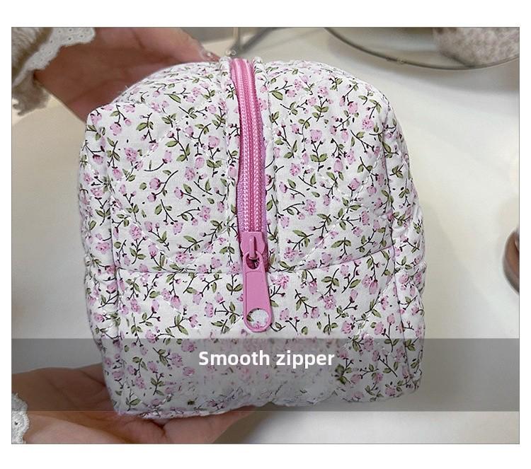 2024 Floral Cotton Cosmetic Bag - Large Capacity, Portable, Hand-Held Storage