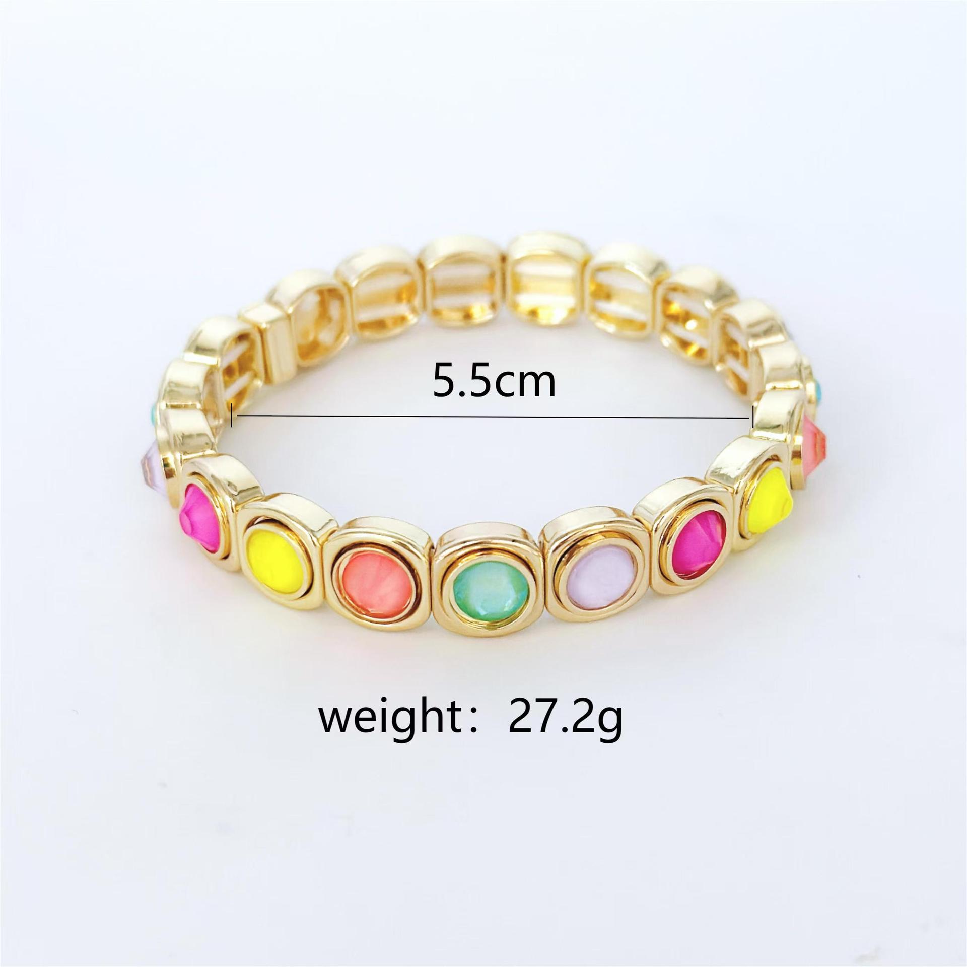 

Летний Допамин Нежный цинковый сплав эмаль бисер женский эластичный контрастный цвет наборный браслет цвет