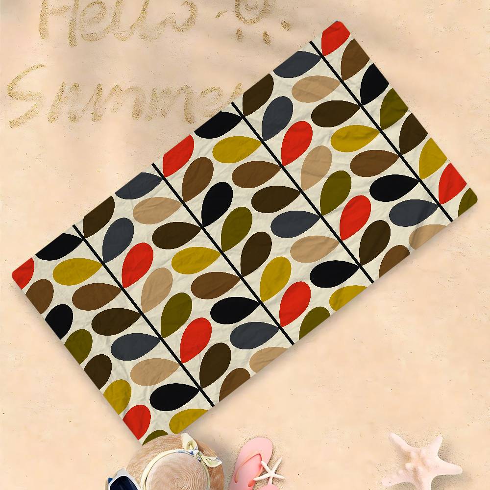 

Orla Kiely Leaf Bath Towel Microfiber Soft Water Absorbing Breathable For Girl Kids Decorative Cartoon Beach Towel W30*H60(CM)