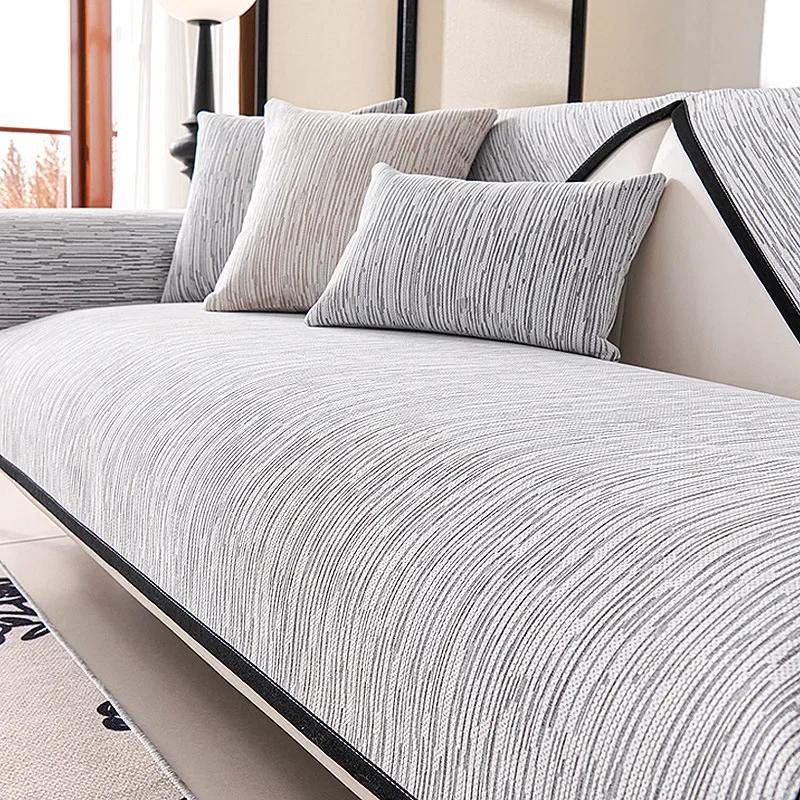 

Чехол для диванной подушки с полосатым принтом, нескользящий, роскошный, из шенилла, чехол для дивана, защитный чехол для дивана в скандинавском стиле, домашний декор A 70x70