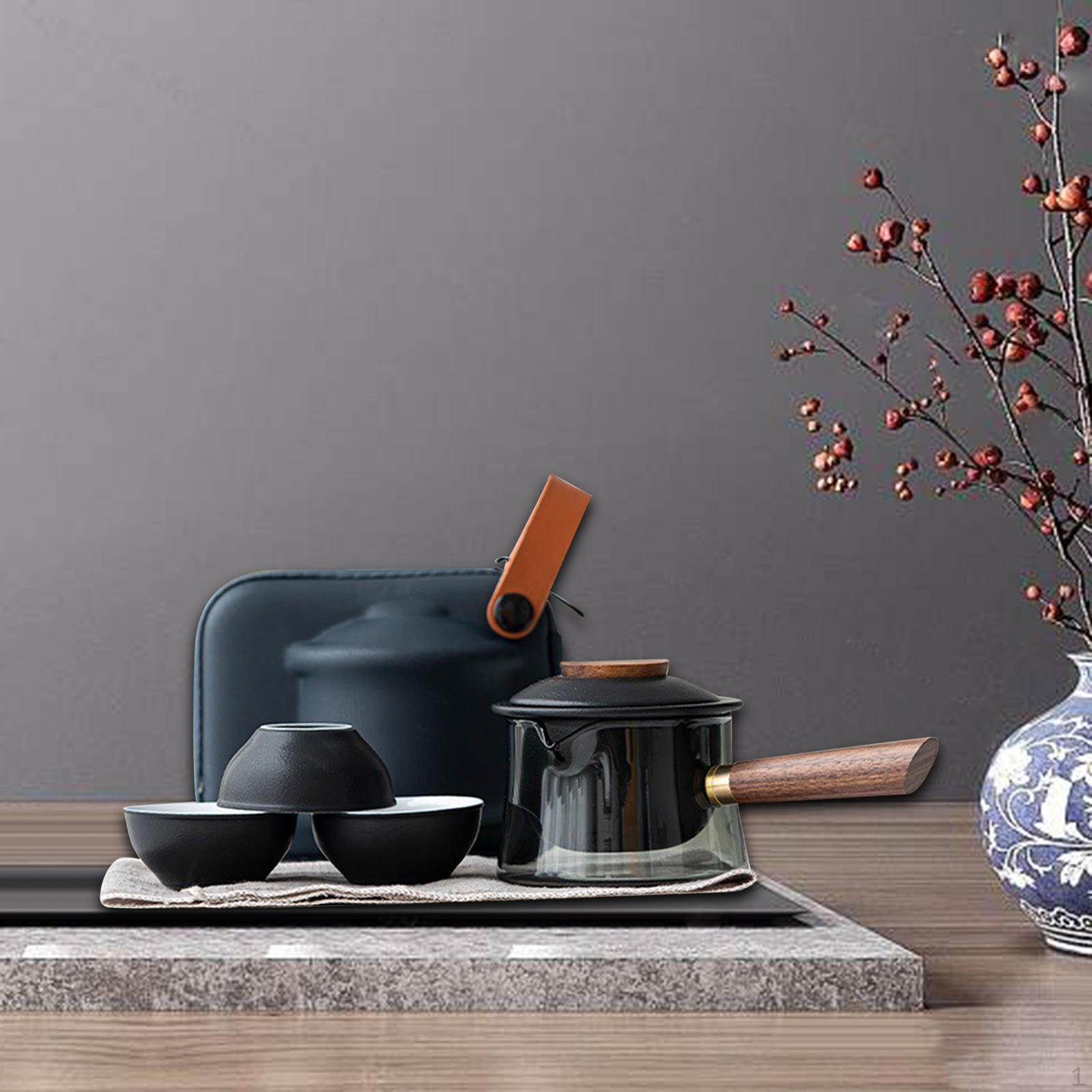 Ceramic Teapot Set, Chinese Kung Fu Teapot, 3 Cups, Portable Porcelain Teacup, Tea Pot with