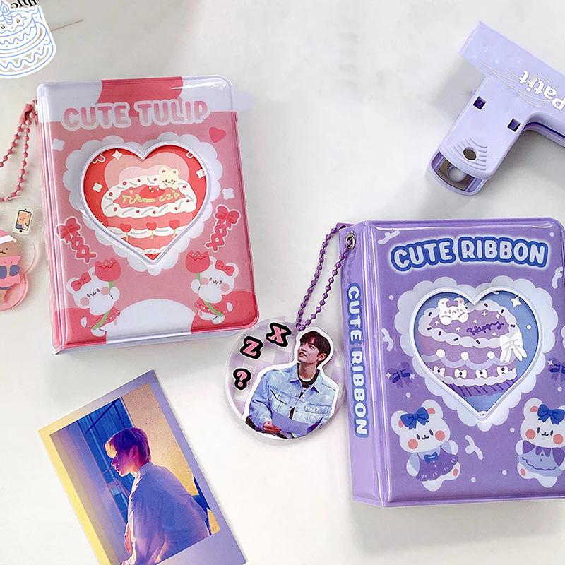 3 Inch Cartoon Photo Album Lovely Photocard Holder Kpop Idol Chasing Collection Book Cake Bear Printing Instax Mini Album