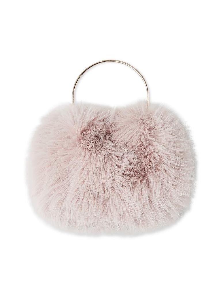 Selford Faux Fur Metal Handle Round Bag CWGB254501LPNKF
