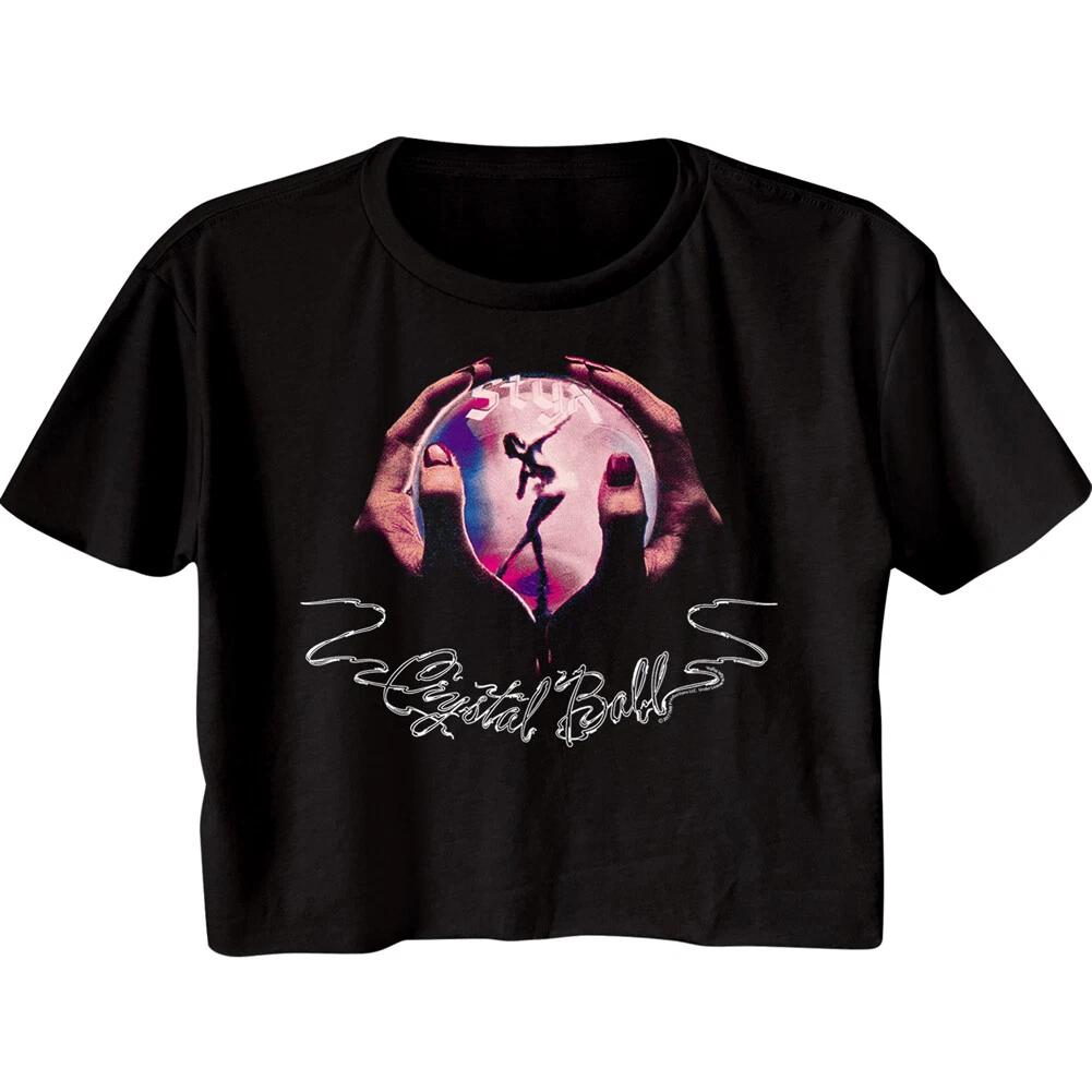Styx Crystal Ball Album Cover Women s Crop Top T Shirt Rock Music Merch L