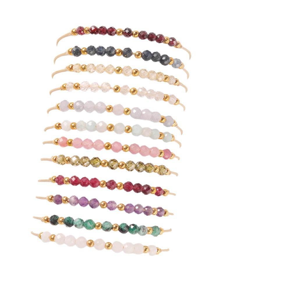 Festive Gifts Multicolor Faceted Stone Beaded Bracelet Set Delicate Fashion Jewelry for Women Daily Wear Simple Versatile Accessory