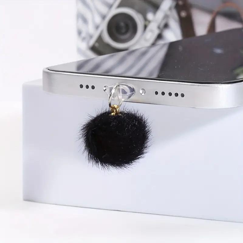 1 шт. Силиконовая заглушка от пыли с плюшевым пушистым шариком для iPhone, Type-C, Красивые аксессуары для мобильного телефона, Украшения для мобильного телефона