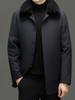 2025 Winter Men's Thickened Duck Down Jacket with Rabbit Fur Lapel - Windproof for Middle-aged Dads