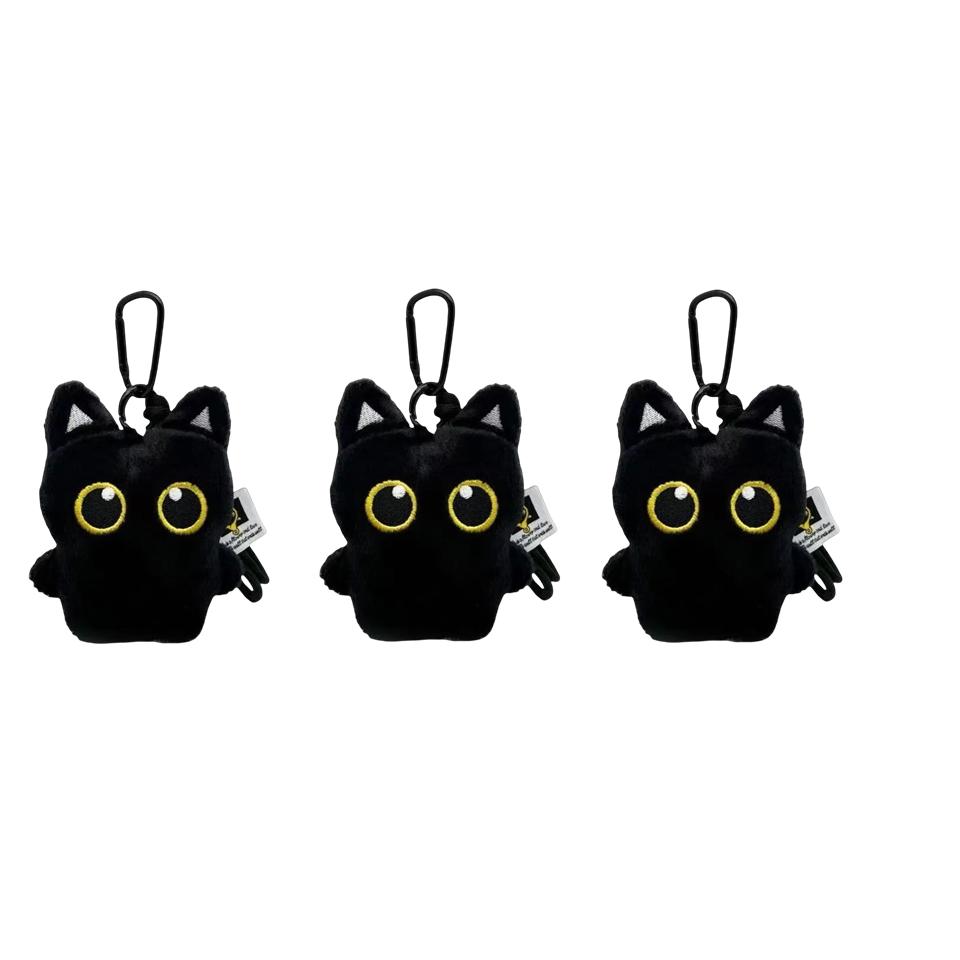 1/2/3Pcs Cool Plush Black Cat Doll Toy Keychain Bag Pendant Charms Car Keyring Accessories For Women Men Friends Gifts