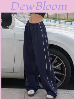 Streetwear Casual Pants With Elastic Waist For Women 2025 Summer Loose Fit Cotton Blend