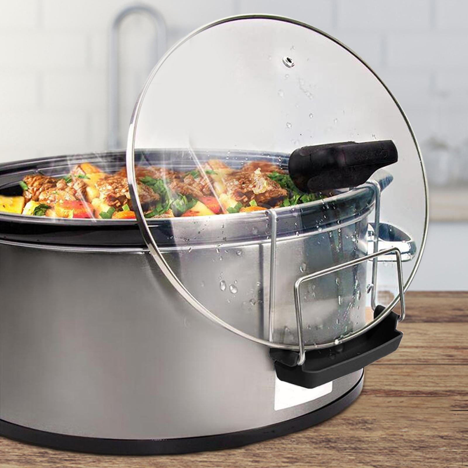 

Держатель крышки медленноварки, кухонный органайзер, простой в использовании, портативный, прочный, подставка для кастрюли, подставка для хранения чёрный