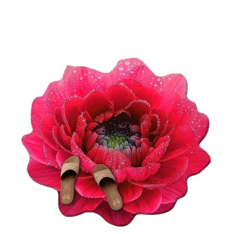 Covor 3D cu Flori pentru Living, Covoraș Absorbent Antiderapant pentru Casă, Baie, Bucătărie, Hol de Intrare