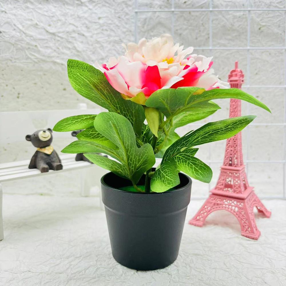 Peony Flower Artificial Pot Potted Plant For Home Decor And Living Room Display