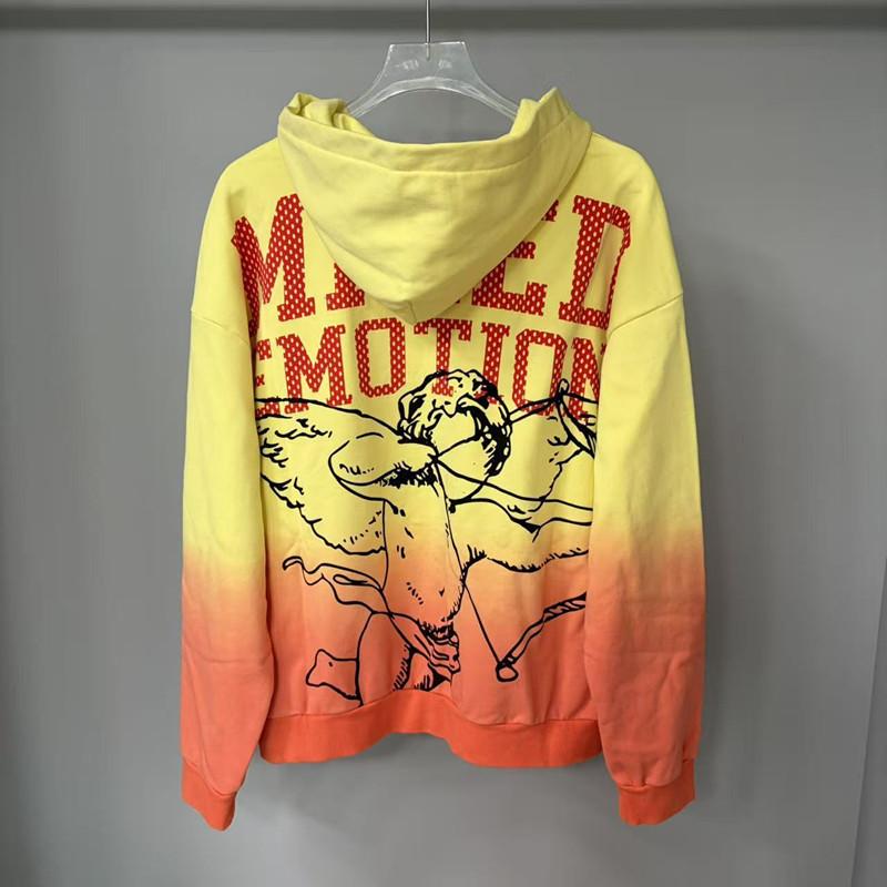 Cross-border trendy brand MIXED & EMOTION Cupid letter gradual change hooded sweater men's and women's high street cardigan jacket